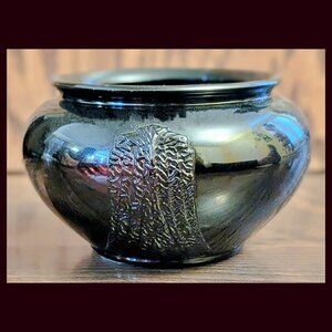 L.E. Smith Art Deco Black Amethyst Glass Bowl - Depression Glass